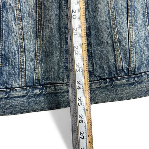 Levis Denim Jean Jacket Blue Cotton Men's Medium Nice Whisker Fade Pattern - Picture 9 of 13